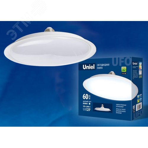 Лампа светодиодная LED-U270-60W/6500K/E27/FR PLU01WH Форма UFO матовая Дневной (6500K) Картон 3