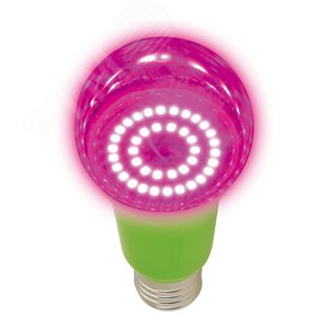 Лампа светодиодная для растений. LED-A60-15W/SPSB/E27/CL PLP30GR Форма A, прозрачная. Спектр для рассады и цветения. Картон. ТМ - UNIEL
