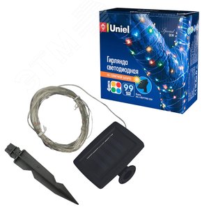 Гирлянда cадовая на солнечной батарее Роса, 100 светодиодов, разноцветный свет, 1xАА Ni-Mh аккумулятор в/к IP44 4