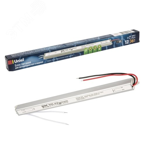 Блок питания ультратонкий 36Вт 12В Металлический корпус UET-VAT-036A20 12V IP20 3