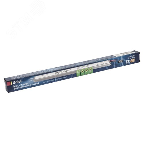 Блок питания ультратонкий 60Вт 12В Металлический корпус UET-VAT-060A20 12V IP20 5