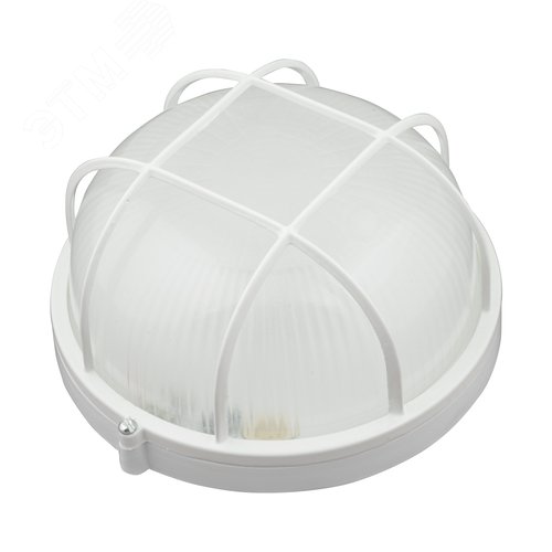 Светильник светодиодный влагозащищенный круг с решеткой дневной 6000K 1200 Лм 188 мм диаметр белый корпус 2