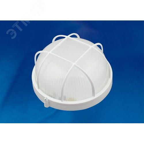 Светильник светодиодный влагозащищенный круг с решеткой дневной 6000K 1200 Лм 188 мм диаметр белый корпус 3