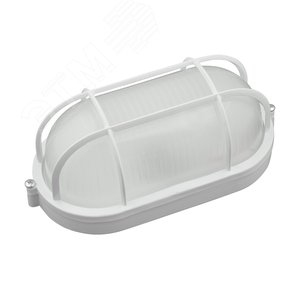 Светильник светодиодный влагозащищенный овал с решеткой дневной белый свет 6000K 600 Лм 210x105x85 мм белый корпус ТМ