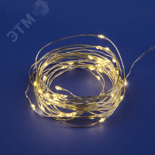 ULD-S0500-050/SCB/2AA WARM WHITE IP20 DEW Гирлянда светодиодная на батарейках 2AA (не в/к), «Роса», 5м. 50 светодиодов. Теплый белый свет. Провод медный. TM Uniel. (UL-00005265) - фото 2