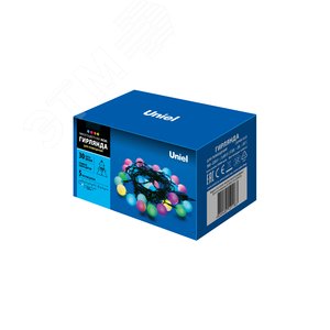ULD-S0500-030/DGA RGB IP20 RAINBOW-1 Гирлянда светодиодная «Радуга-1», 5м. 30 светодиодов. RGB свет. Провод зеленый. ТМ Uniel (UL-00005470) - UNIEL