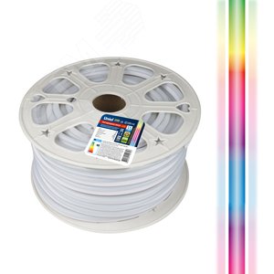 Лента светодиодная гибкая герметичная. NEON. Бобина 50 м. RGB. ULS-N22-5050-80LED/m-8mm-IP67-220V-10W/m-50M-RGB - UNIEL