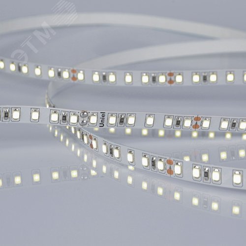 Лента светодиодная гибкая на самоклеящейся основе. ULS-2835-120LED/m-8mm-IP20-DC24V-9,6W/m-5M-6500K Катушка 5 м. в герметичной упаковке. Дневной белый свет (6500K) - UNIEL