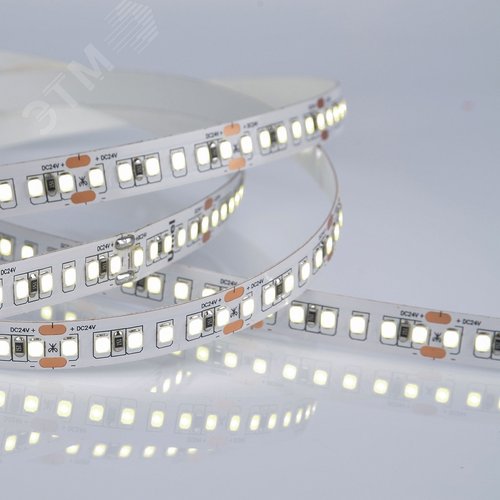 Лента гибкая светодиодная на самоклеящейся основе. ULS-2835-168LED/m-10мм-IP20-DC24V-14W/m-5м-6500K Катушка 5 м. в герметичной упаковке. (6500K) 2