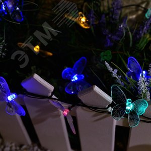 Гирлянда садовая на солнечной батарее USL-S-129/PT4000 BUTTERFLIES Бабочки 20 светодиодов Разноцветный свет 1хАА Ni-Mh аккумулятор в/к IP44 - фото 5