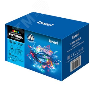 ULD-S1000-120/SWK MULTI IP67 Гирлянда светодиодная со статическим свечением, 10м. Соединяемая.120 светодиодов. Разноцветный свет. Провод белый. ТМ Uniel (UL-00007202) - фото 4