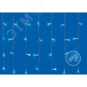ULD-C3020-240/TTK BLUE-WHITE IP44 Занавес светодиодный с эффектом мерцания, 3х2м. Соединяемый. 240 светодиодов. Белый и синий свет. Провод прозрачный. TM Uniel (UL-00007214) - фото 2