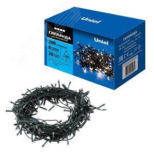Гирлянда светодиодная, 20 м 200 светодиодов ULD-S2000-200/DGA WHITE IP20 зеленый провод - фото 6