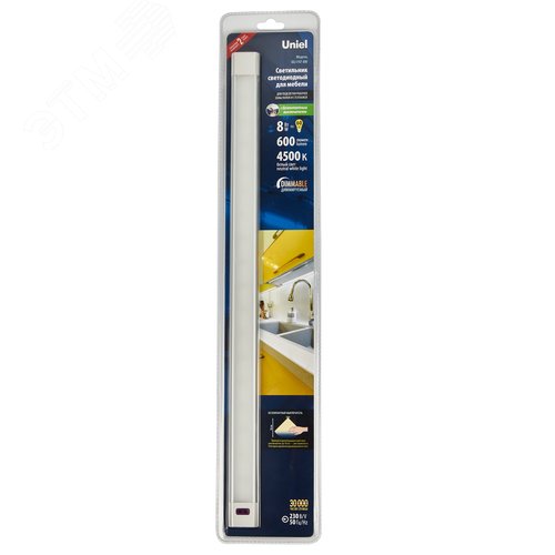 Светильник светодиодный для мебели ULI-F47-8W/4500K/DIM SENSOR IP20 SILVER 500х30х11,5мм 600Лм - фото 4