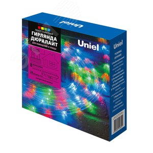 Гирлянда светодиодная Дюралайт ULD-D50 8M/С08 IP44 MULTI 8м С контроллером Резноцветный свет Провод белый ТМ - фото 5