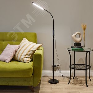 Торшер UЛм-T619 10W/3000-6500K/DIM BLACK напольный светодиодный 10W с регулировкой наклона Сенсорный выключатель Диммер черный - фото 4