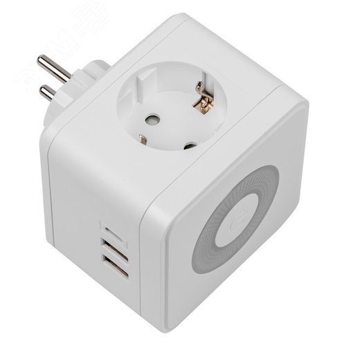 Разветвитель сетевой с выключателем, с/з,2 гнезда, 2USB+1Type C 16А, 3500Вт белый - фото 2