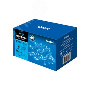 ULD-S1000-120/TWK BLUE IP67 Гирлянда светодиодная с эффектом мерцания, 10м. Соединяемая. 120 светодиодов. Синий свет. Провод белый. TM Uniel. (UL-00001352)