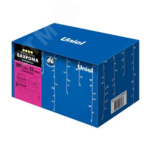 Бахрома светодиодная с эффектом мерцания 3м соединяемая 200 светодиодов теплый белый провод ULD-B3010-200/TWK WARMWHITE IP67