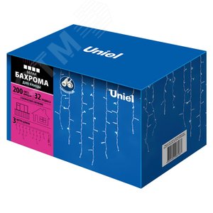 Бахрома светодиодная со статическим свечением 3м соединяемая 200 светодиодов белый провод ULD-B3010-200/SWK WHITE IP67 7