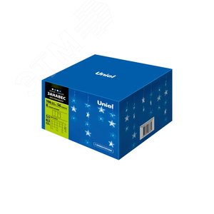 ULD-E5505-196/DTK WHITE-BLUE IP20 STARS-1 Занавес светодиодный фигурный Звёздочки-1, 5,5х 0,5м. 56 подвесов. 196 светодиодов. Белый и синий свет. Провод прозрачный. TM Uniel. (UL-00001410)