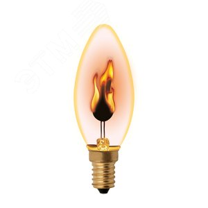 Лампа декоративная накаливания, форма свеча, IL-N-C35-3/RED-FLAME/E14 /CL, прозрачная - UNIEL