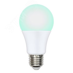 Лампа светодиодная диммируемая для бройлеров, спектр синий и зеленый LED-A60-9W/SCBG/E27/FR/DIM IP65 PLO65WH - UNIEL