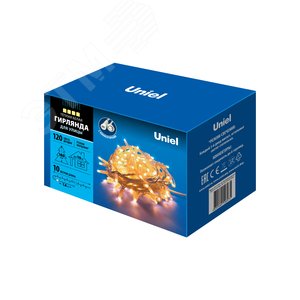 Гирлянда светодиодная с эффектом мерцания 10 м Соединяемая 120 светодиодов Теплый белый провод