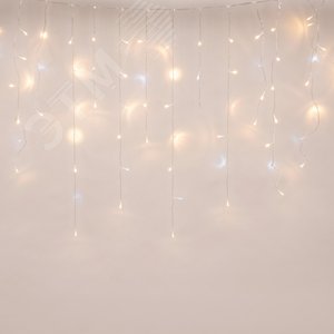 Бахрома светодиодная с эффектом мерцания 3м. Соединяемая. 200 светодиодов. Теплый белый и белый свет. Провод прозрачный. TM Uniel. (UL-00003949) 4