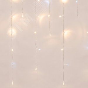 Бахрома светодиодная с эффектом мерцания 3м. Соединяемая. 200 светодиодов. Теплый белый и белый свет. Провод прозрачный. TM Uniel. (UL-00003949) 5