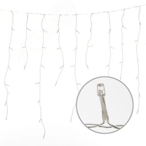 Бахрома светодиодная с эффектом мерцания 3м. Соединяемая. 200 светодиодов. Теплый белый и белый свет. Провод прозрачный. TM Uniel. (UL-00003949) 8