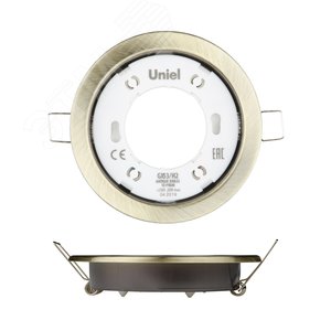 Светильник ультркий встраиваемый GX53/H2 ANTIQUE BRASS 10 PROM под лампу в составе набора из 10шт корпус античная бронза цена за 1 шт UL-00005056 Uniel - UNIEL