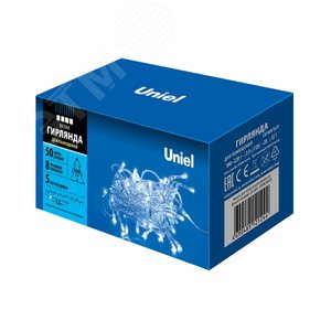 ULD-S0500-050/DTA WHITE IP20 Гирлянда светодиодная с контроллером, 5м. 50 светодиодов. Белый свет. Провод прозрачный. ТМ Uniel (UL-00005259) 6