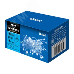Гирлянда светодиодная 10 м 100 светодиодов Белый свет прозрачный провод ULD-S1000-100/DTA WHITE IP20 - фото 5