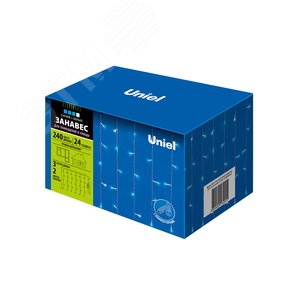 ULD-C3020-240/TTK BLUE-WHITE IP44 Занавес светодиодный с эффектом мерцания, 3х2м. Соединяемый. 240 светодиодов. Белый и синий свет. Провод прозрачный. TM Uniel (UL-00007214) - UNIEL