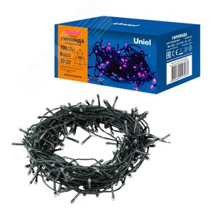 Гирлянда светодиодная 10 м ULD-S1000-100/DGA PINK IP20 100 светодиодов розовый свет зеленый провод - фото 7