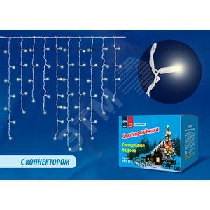 Бахрома светодиодная с эффектом мерцания 3м соединяемая 200 светодиодов теплый белый провод ULD-B3010-200/TWK WARMWHITE IP67 2