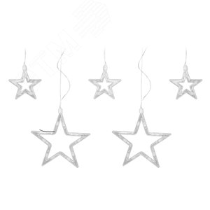 ULD-E1803-045/STA RED IP20 STARS Занавес светодиодный фигурный Звёздочки, 1,8х0,3м. 6 подвесов. 45 светодиодов. Красный свет. Провод прозрачный. TM Uniel. (UL-00001407) - UNIEL