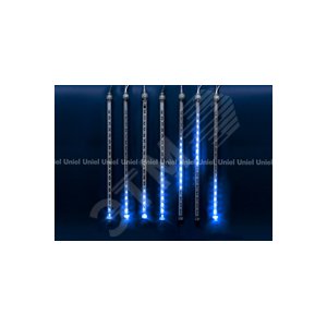 ULD-E2405-240/DTK BLUE IP44 METEOR Занавес светодиодный фигурный «Падающие звезды», соединяемый, 2,4х0,5м. 8 подвесов. 240 светодиодов. Синий свет.  Провод прозрачный. TM Uniel. (11123) - фото 2