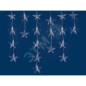 ULD-E5505-196/DTK WHITE-BLUE IP20 STARS-1 Занавес светодиодный фигурный Звёздочки-1, 5,5х 0,5м. 56 подвесов. 196 светодиодов. Белый и синий свет. Провод прозрачный. TM Uniel. (UL-00001410) 2