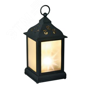 ULD-L1122-009/TTB/WW/3D BLACK Фонарь со светодиодной гирляндой внутри, на батарейке (в комплект не входит). 9 светодиодов. Теплый белый свет. Режим мерцания. Черный корпус. 11*22 см. TM Uniel. (UL-00002312) - UNIEL