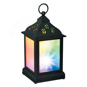 ULD-L1122-010/DTB/RGB/3D BLACK Фонарь со светодиодной гирляндой внутри, на батарейке (в комплект не входит). 10 светодиодов. RGB свет. Черный корпус. 11*22 см. TM Uniel. (UL-00002311) - UNIEL