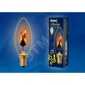 Лампа декоративная накаливания, форма свеча, IL-N-C35-3/RED-FLAME/E14 /CL, прозрачная - фото 2