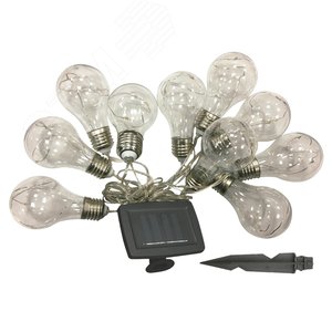 Светильник светодиодный садовый USL-S-126/PT4000 BULBS Садовая гирлянда на солнечной батарее Лампочки,10 светодиодов. Разноцветный свет. 1хАA Ni-Mh аккумулятор в/к. IP44 - UNIEL