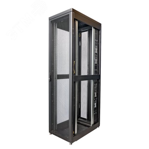 Шкаф Rackcenter D9000 48U 600 x 1000, передняя дверь перфорированная одностворчатая, задняя дверь перфорированная двустворчатая, без боковых стенок, черный - Eurolan