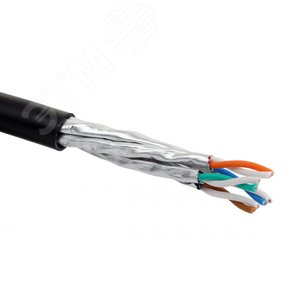 Кабель категории 6A, U/FTP, 500 МГц, 4 пары, 23   AWG, LSZH нг(A)-HFLTx, индвидуально экранированныепары, внутренней/внешней прокладки, черный,       катушка 500м