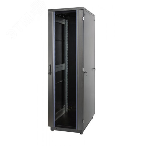 Шкаф Racknet S3000 47U 600 x 1000, передняя дверь стеклянная одностворчатая, задняя дверь металлическая одностворчатая, черный - Eurolan