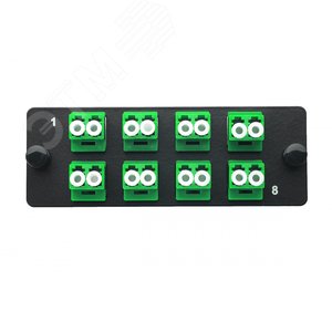 Комплект планка Q-SLOT с 8 адаптерами дуплекс LC OS2, монтажные шнуры, КДЗС - Eurolan