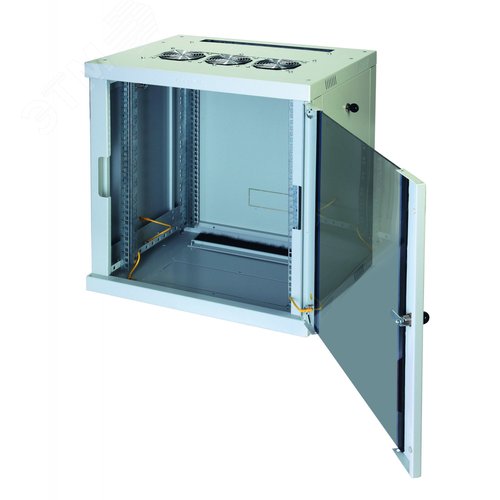 Шкаф настенный Racknet F30 12U 600 x 600, передняя дверь стеклянная, светло-серый 2