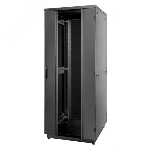 Шкаф Racknet S3000 47U 800 x 800, передняя дверь стеклянная одностворчатая, задняя дверь металлическая двустворчатая, черный - Eurolan